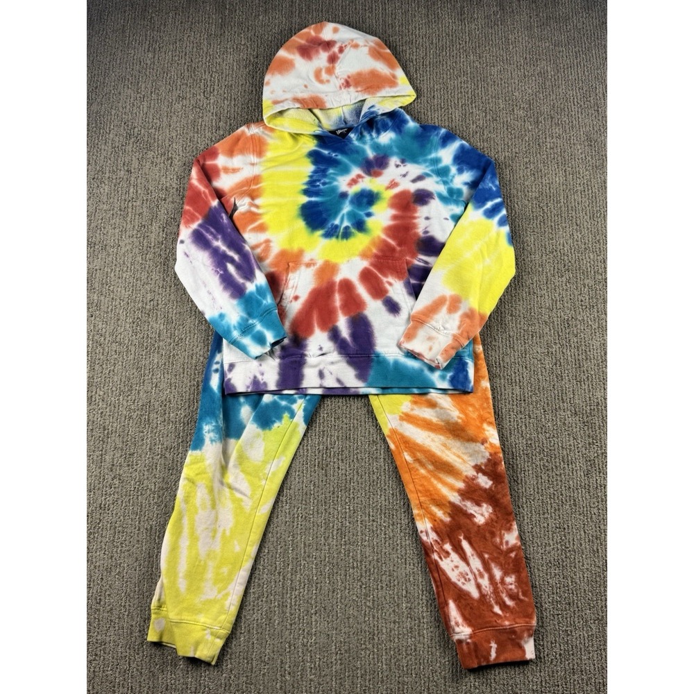 Lands End Youth L 10-12 Tie Dye Sweatsuit Hoodie Sweatshirt Jogger Sweatpants